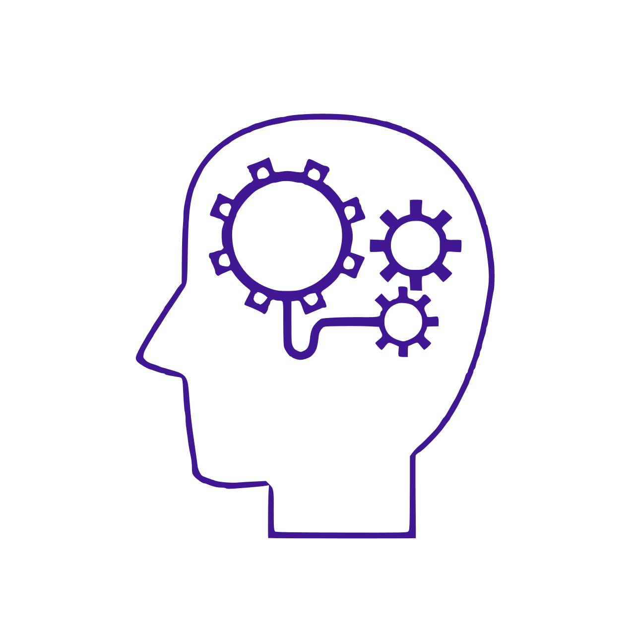 head with gears at brain level